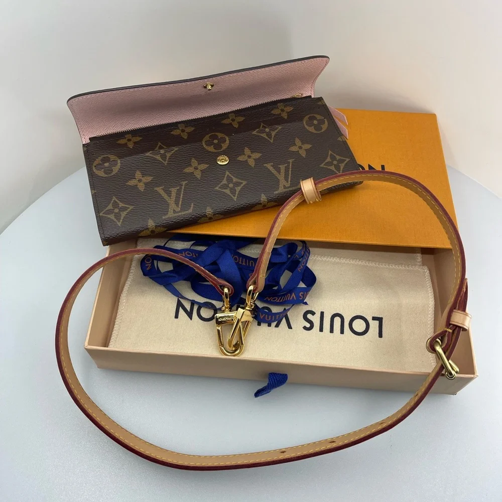 Louis Vuitton Monogram Emilie Wallet on Strap Rose Ballerine M61289 - Picture 9 of 14